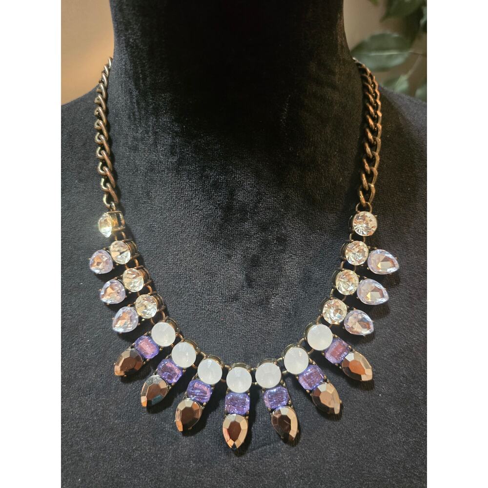 Women's Silver Tone Rhinestone Drop Pendant Chain Necklace Lobster Clasp